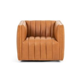 Augustine Channel Tufted Chair in Orange Color