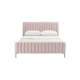 Angela Channel Tufted Bed 180x200cm King size Bed in Pink Color