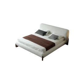 Curva Modern White Boucle Bed 200x200cm Super King Bed in White Color