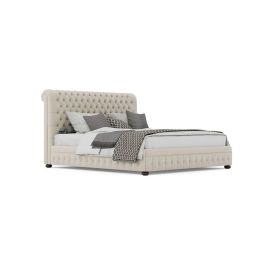 Bushwick Hand Tufted Bed 180x200cm King size Bed in Beige Color