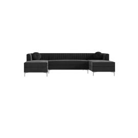 Zahra Fabric 3-Piece Sofa Set in Dark Grey Color U Shaped Sofa