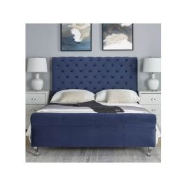 Villeda Upholstered Sleigh Bed 160x200cm Queen size Bed in Blue Color