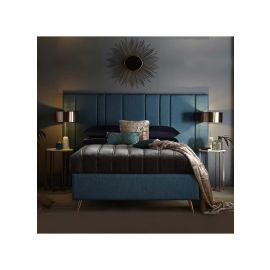 Channel Tufted Wall panel Bed 160x200cm Queen size Bed in Teal Color
