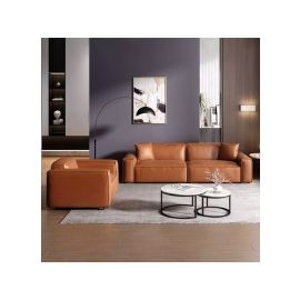 Malta Leather Chair and Modular Sofa in Brown Color Sofa Arm Chair - Real Leather 415