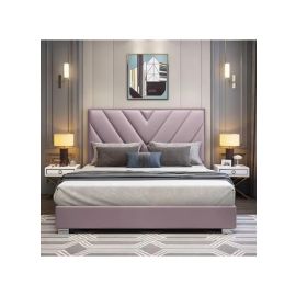 Victor Plush Velvet Bed 160x200cm Queen size Bed in Pink Color