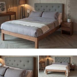 Skye Bed with Tall Button Upholstered Headboard