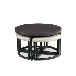 Carloz Cross Legs Coffee Table with Stools in Black Color