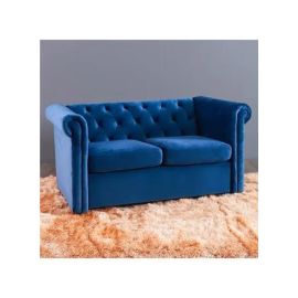 Chester Hill 2 Seater Sofa Wooden Legs Blue 140x80x91