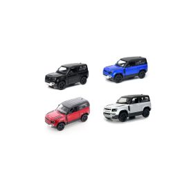 Pack of 4 Pcs 1:36 Scale Door Openable Pull Back Action Land Rover Defender 90 Diecast Metal Alloy Toy Car-Assorted Colour