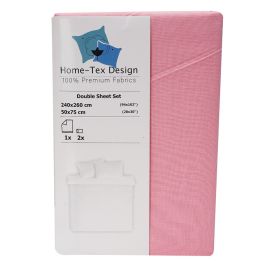 Home-Tex Design Dyed Flat Sheet Set - Rose Pink Double