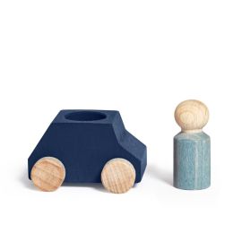 Lubulona Blue Wooden car with grey figure