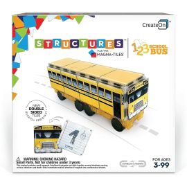 123 School Bus Magna-Tile Structure Set, The Original Magnetic Building Tiles Making Learning Basic Colors Fun and Hands-On, Versatile Educational Toy for Children Ages 3 Years