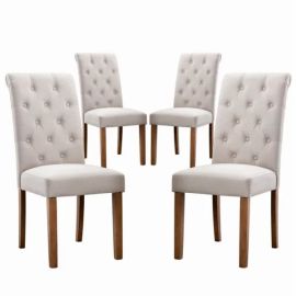 Tufted Linen Parsons Chair (Single ) solid wood frame, foam filling and polyester upholstery