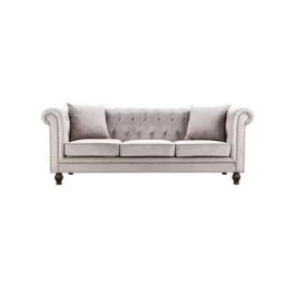 Maharat Al Bahar Mab 3-Seater Sofia Tufted Sofa With Scatter Cushions Grey 216x88x80Cm