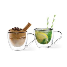 Set of 2 Double Wall Cups 90ml (Borosilicate Glass)