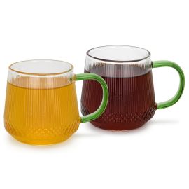 Cup Set 2pcs 320ml (Heat Resistant Glass) Tea Coffee Mugs 01 pcs