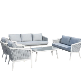 Oslo 7-Seater Aluminum Textilene Lounge Sofa Set W/Cushions for Creative Living  Patio Outdoor Lawn Yard Terrace Balcony Seat Seating Sitting Chair