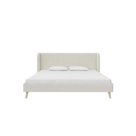 Holly Upholstered Bed 180x200cm King size Bed in Beige Color