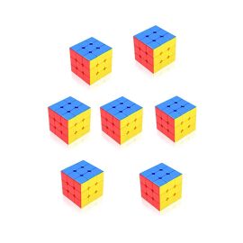 Pack of 7 Fast 3x3x3 Sticker less Magic Cube