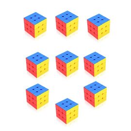 Pack of 9 Pcs Fast 3x3x3 Sticker less Magic Cube