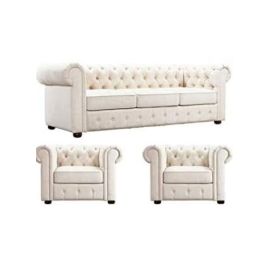 5– Seater Sofa Set Fabric With 5 Pillow Beige 220x90x80