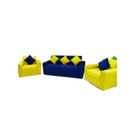 Maharat Al Bahar 5– Seater Sofa Set With Pillow Blue/Yelow 190x80x80