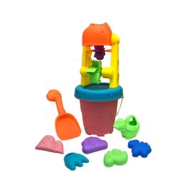 Sand Castle Beach Toys Playset Toys with Water Wheel, Beach Shovel, Beach Bucket, Sand Molds, Watering Can for Children