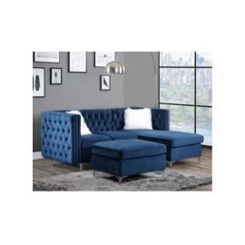 Regal Modern Luxury Fabric Sofa Set 3 Seater Blue 200x90x80