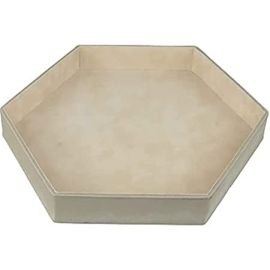 LAMSIT IBDAA Hexagon Leather Tray | Stylish Tray | Decorative Tray | Jewellery Tray | Leather Platter | Coffee Tray | Leather Serve ware | Serving Platter