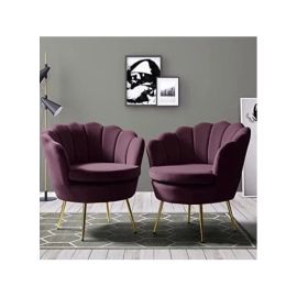 MAB FURNISHINGS 3-Piece Velvet Living Room Furniture Set - Including Loveseat & 2 Sofa Chairs, Modern Comfy Upholstered 2-Seater Sofa & Accent Chair Set for Bedroom (Purple)