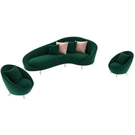 Modern Curved Shape Velvet Design Luxury Furniture Living Room Sofa Set, Couch/loveseat/settee