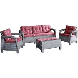 3MPlast Havana 5-Seater Set, Tea Table, Corner Table -Rattan Modern Outdoor and Indoor Furniture, Coffee Table, and Cushions