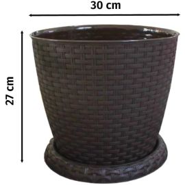 Marcolo 30cm Rattan Plastic Flowerpot, Elegant Rattan Design, Flower Plant Pot | Rosa30