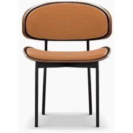 Maple Home Dining Chair Leather Wooden Frame Backrest Light Brown Metal Legs Modern Kitchen Lounge Living Accent Restaurant Furniture