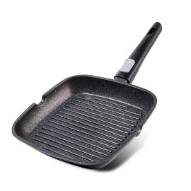 Grill Pan 24x4cm With Detachable Handle  Rebusto Series Platinum Coated Non Stick Black