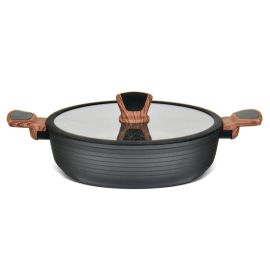 Fissman - Shallow Casserole with Glass Lid DIAMOND 28x7cm/4.1LTR Induction Bottom