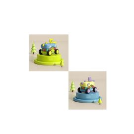 Pack of 2 Multifunction Gear Inertia Engineering Vehicle Toys Pull Back Vehicle Train Toy Inertia Toy Car With Whistle For Kids-Assorted Colour