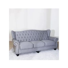 3-Seater Fabric Sofa Wood Leg-Grey 220x80x90