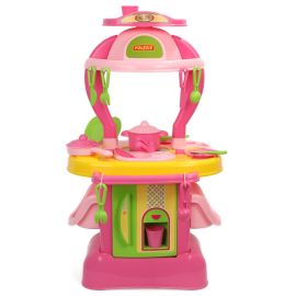 Polesie - Big kitchen, Pretend Cooking Playset Acccessories with Pots Pans, Utensils Cookware- PINK