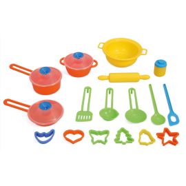 Polesie - Cookware set, 20 pcs (container), Toddlers Pretend Cooking Playset Acccessories