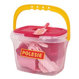 Polesie - Nasten'ka kitchen set for four, 28 pcs (bucket), Toddlers Pretend Cooking Playset Acccessories - PINK