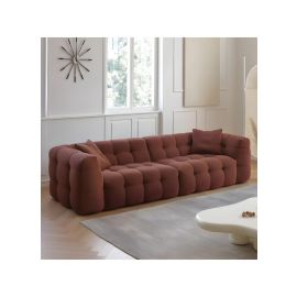 Cloud shaped Sofa in Boucle Fabric Sofa in Red Color Four Seater Sofa Width 230cm