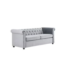 3 Seater Fabric Sofa Wood Leg Grey 190x80x80