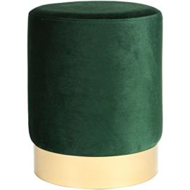 Maple Home Decoration Velvet Seat Chair Stool Modern Accent Footstool Single Sofa Home Office Shop Cloakroom Stool Ø35cm (Green)