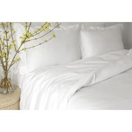 Hotel Linen Klub DEYARCO Hotel Linen Double Duvet Cover 3PC Set - 350TC 100% Long Staple Cotton , Sateen -Luxury Quality ,Easy Button Closure, Size: 200 x 200cm + 2pc Pillow Sham 50 75 5cm PLAIN WHITE