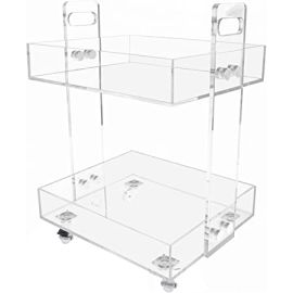 LAMSIT IBDAA Acrylic Utility Rolling Cart, Multifunction Storage Cart on Wheels (2 Tier)