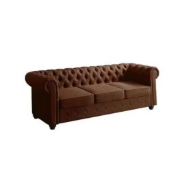 Chester Hill 3 Seater Fabric Sofa Brown 220x80x80