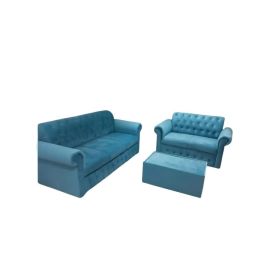 Maharat Al Bahar 5– Seater sofa set With Table - 2+3- light Blue 190x80x80cm