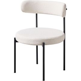 Maple Home Modern Dining Chair Boucle Fabric Curved Backrest Lamb Wool Contemporary Metal Frame Leisure Kitchen Indoor Furniture