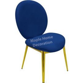 Maple Home Velvet Dining Chair Upholstered Comfortable Cushion Armless Chair Dining Living Room Furniture (Blue)